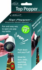 jokari magnetic automatic one handed bottle top pop opener. easily open any pry top beverage without damaging the cap with 1 push single handedly. perfect bar accessory for beer and gadget lovers (1)