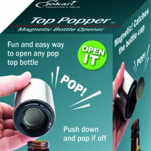 Jokari Magnetic Automatic One Handed Bottle Top Pop Opener. Easily Open Any Pry Top Beverage Without Damaging the Cap With 1 Push Single Handedly. Perfect Bar Accessory for Beer and Gadget Lovers (1)