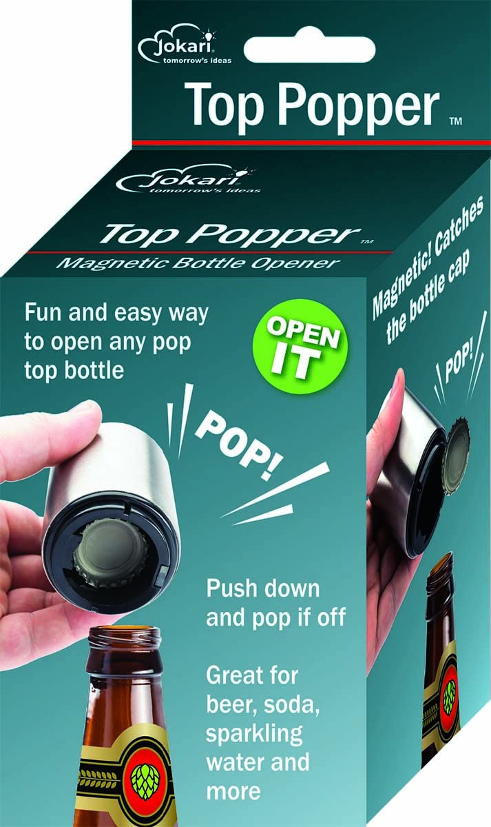 Jokari Magnetic Automatic One Handed Bottle Top Pop Opener. Easily Open Any Pry Top Beverage Without Damaging the Cap With 1 Push Single Handedly. Perfect Bar Accessory for Beer and Gadget Lovers (1)