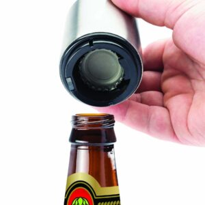 Jokari Magnetic Automatic One Handed Bottle Top Pop Opener. Easily Open Any Pry Top Beverage Without Damaging the Cap With 1 Push Single Handedly. Perfect Bar Accessory for Beer and Gadget Lovers (1)