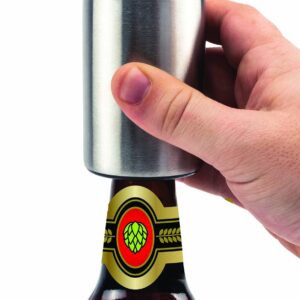 Jokari Magnetic Automatic One Handed Bottle Top Pop Opener. Easily Open Any Pry Top Beverage Without Damaging the Cap With 1 Push Single Handedly. Perfect Bar Accessory for Beer and Gadget Lovers (1)