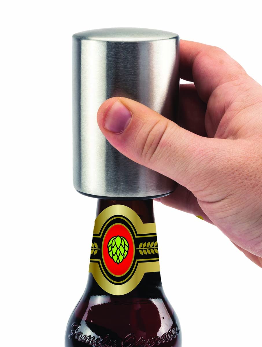 Jokari Magnetic Automatic One Handed Bottle Top Pop Opener. Easily Open Any Pry Top Beverage Without Damaging the Cap With 1 Push Single Handedly. Perfect Bar Accessory for Beer and Gadget Lovers (1)