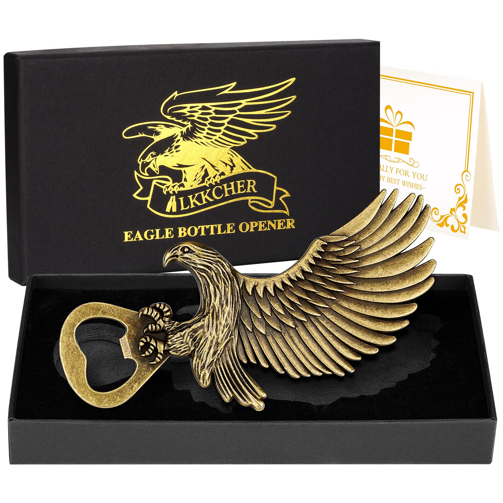 LKKCHER Eagle Gifts, Eagle Beer Bottle Opener for Man, Birthday Valentine Father's Day Christmas Gifts for Men Dad Boyfriend Husband Eagle Fan Woman Girlfriend Beer Opener Collector With Gift Box&Card