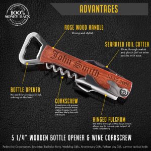 Engraved Corkscrew and Multi-Tool Custom Wine Opener Personalized Bottle Opener (SET OF 6)