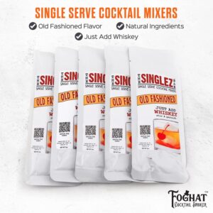 The Foghat Cocktail Smoker and Old Fashioned Smoked Cocktail Kit with Torch (no Butane) w/Bourbon Barrel Oak Wood Chips (4oz) and Singlez Bar Old Fasioned Mix Packets - Whiskey Smoker Kit For Drinks