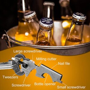 Multifunctional Keychain Bottle Opener Keychain multitool key organizer keychain stainless mini wrench screwdriver tweezers Utility pocket tool for Camping Outdoor Home Pub Beer Lover NOOMIEQCF