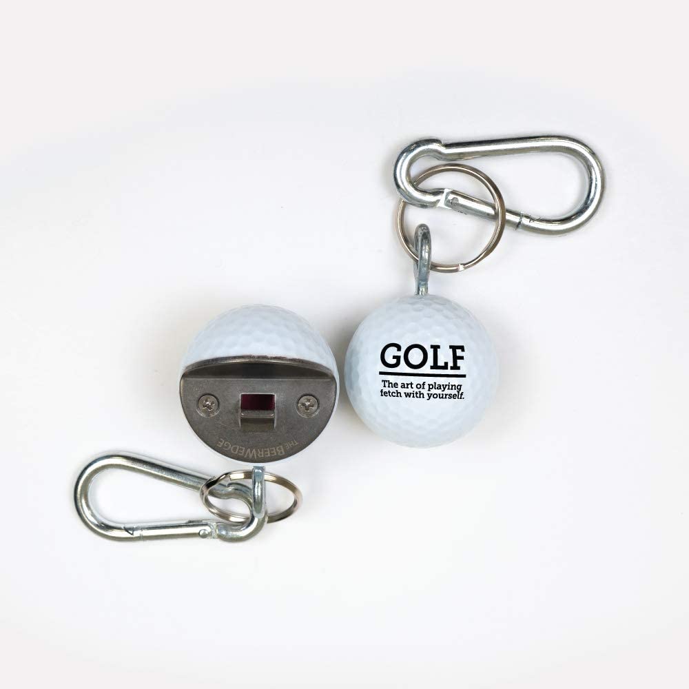 Golfer Gift, Bottle Opener from Real Golf Ball, The BeerWedge, FETCH", Keychain for Bag, Golf Novelty