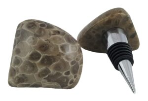 petoskey stone wine stopper | for lovers of wine and michigan | includes complimentary gift bag| made in michigan!