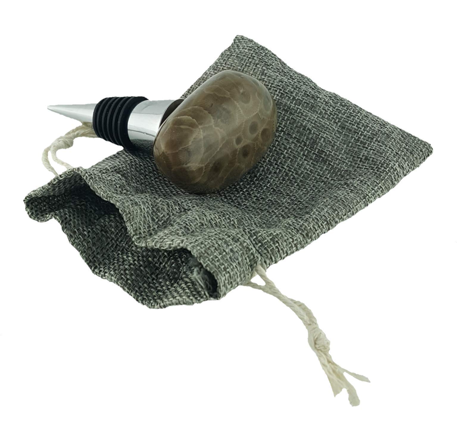 PETOSKEY STONE WINE STOPPER | For Lovers of Wine and Michigan | Includes Complimentary Gift Bag| MADE IN MICHIGAN!