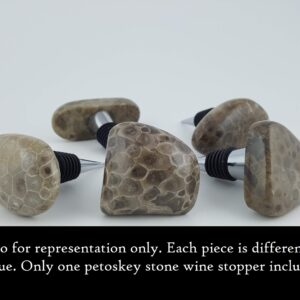 PETOSKEY STONE WINE STOPPER | For Lovers of Wine and Michigan | Includes Complimentary Gift Bag| MADE IN MICHIGAN!