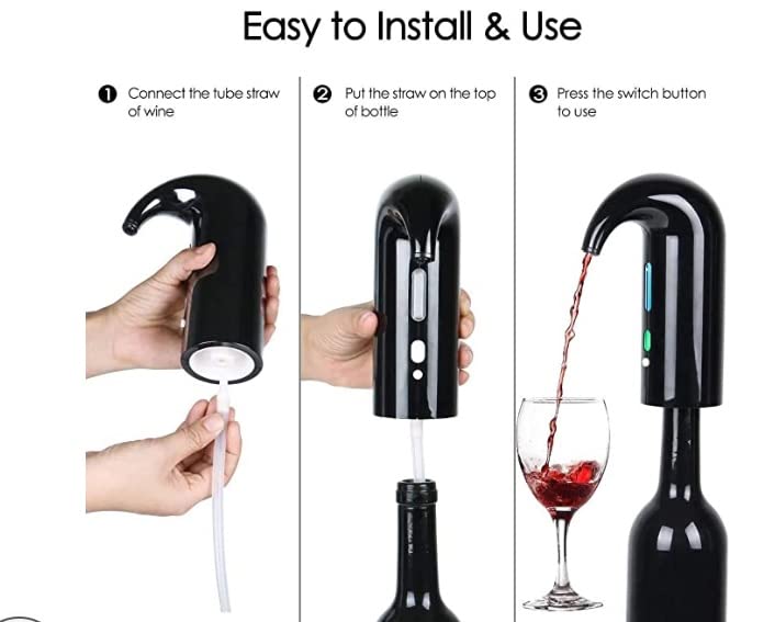 Electric Wine Aerator Gifts Electric Wine Pourer and Wine Dispenser Pump, Multi-Smart Automatic Filter Wine Dispenser with USB Rechargeable Great For Travel, Home and Bars