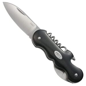 columbia river knife & tool crkt triple play pocket knife: multi-tool, foil cutter, corkscrew, bottle opener, pakkawood handle with pocket clip 6925,black