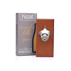 Wall Mounted Magnetic Bottle Opener and Cap Catcher with Hanging Kit, Made with Premium Beech Wood and Upgraded Stronger Magnets for Home Bar Kitchen or Man Cave