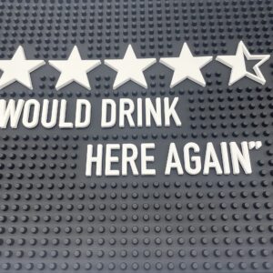 Would Drink Here Again 17.7" x 11.8" Funny Bar Spill Mat Rail Countertop Accessory Home Pub Decor Slip Resistant Durable Thick Bar Covering for Craft Brewery Kitchen Cafe and Restaurant Accent