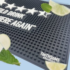 Would Drink Here Again 17.7" x 11.8" Funny Bar Spill Mat Rail Countertop Accessory Home Pub Decor Slip Resistant Durable Thick Bar Covering for Craft Brewery Kitchen Cafe and Restaurant Accent