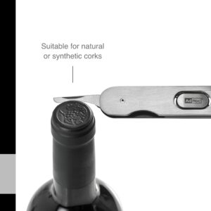 Adhoc PushPull Corkscrew Wine Opener - Waiter's Corkscrew Wine Opener with Ergonomic Lever - Natural or Synthetic Corks - Stainless Steel Kitchen Tool - Hand Wash - Stainless Steel, 6"