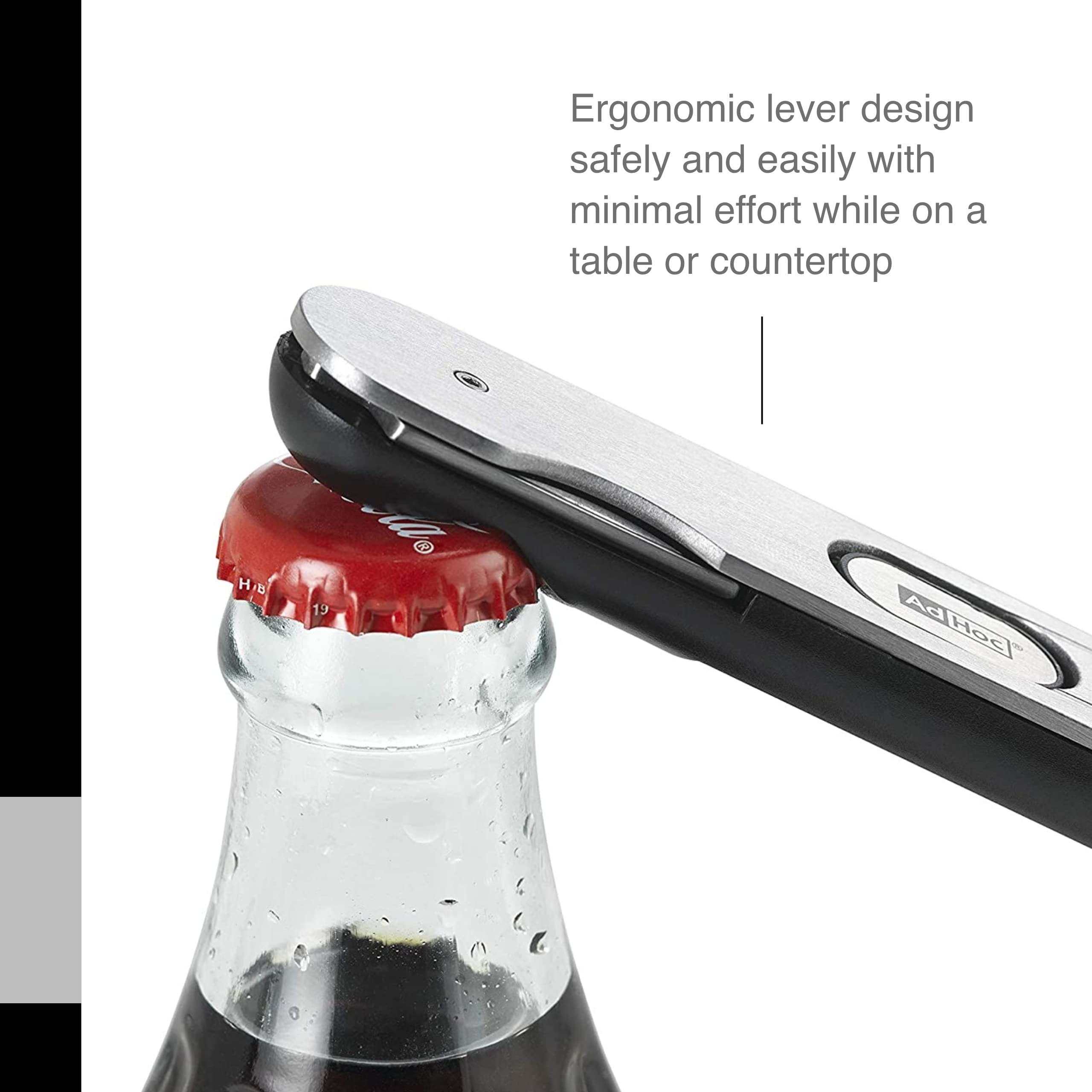 Adhoc PushPull Corkscrew Wine Opener - Waiter's Corkscrew Wine Opener with Ergonomic Lever - Natural or Synthetic Corks - Stainless Steel Kitchen Tool - Hand Wash - Stainless Steel, 6"