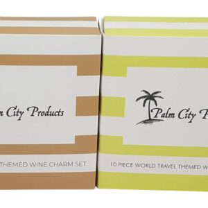 Palm City Products Travel & Animal Themed Wine Charm Gift Set with 20 Beautiful Wine Charms