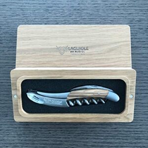 laguiole en aubrac sommelier deluxe no 8 waiter's corkscrew, bee edition olive wood handle, wine opener with foil cutter & bottle opener | special crafting along the luxury corkscrew