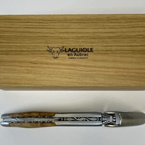 Laguiole En Aubrac Sommelier DeLuxe No 8 Waiter's Corkscrew, Bee Edition Olive Wood Handle, Wine Opener With Foil Cutter & Bottle Opener | Special Crafting Along The Luxury Corkscrew