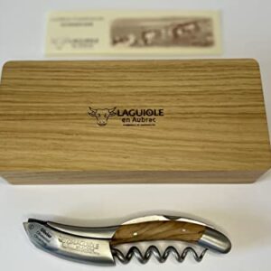 Laguiole En Aubrac Sommelier DeLuxe No 8 Waiter's Corkscrew, Bee Edition Olive Wood Handle, Wine Opener With Foil Cutter & Bottle Opener | Special Crafting Along The Luxury Corkscrew