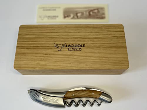 Laguiole En Aubrac Sommelier DeLuxe No 8 Waiter's Corkscrew, Bee Edition Olive Wood Handle, Wine Opener With Foil Cutter & Bottle Opener | Special Crafting Along The Luxury Corkscrew