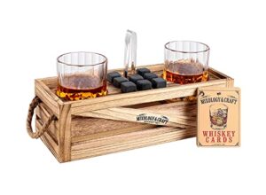 mixology & craft whiskey stones gift set - great whiskey gifts for men, 13pc kit w/ 2 bourbon whiskey glass set, 8 whiskey rocks & stand, bourbon gifts for groomsmen, anniversary, birthday