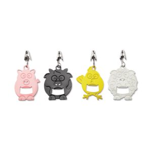 outset 76220 tablecloth weights with bottle opener, barnyard animals, set of 4, 2 x 3.75 x 0.25 inches