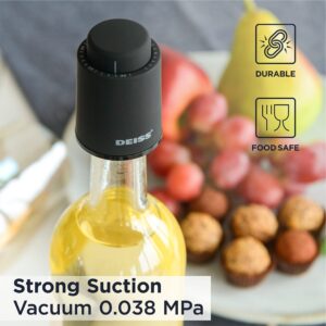 Deiss LUX [2 PCS] Wine Bottle Stopper, Reusable Wine Stoppers For Wine Bottles, Vacuum Wine Preserver with Date Markers Wine Stopper, Wine Saver to Keep Wine Really Fresh, Best Gift Wine Accessories