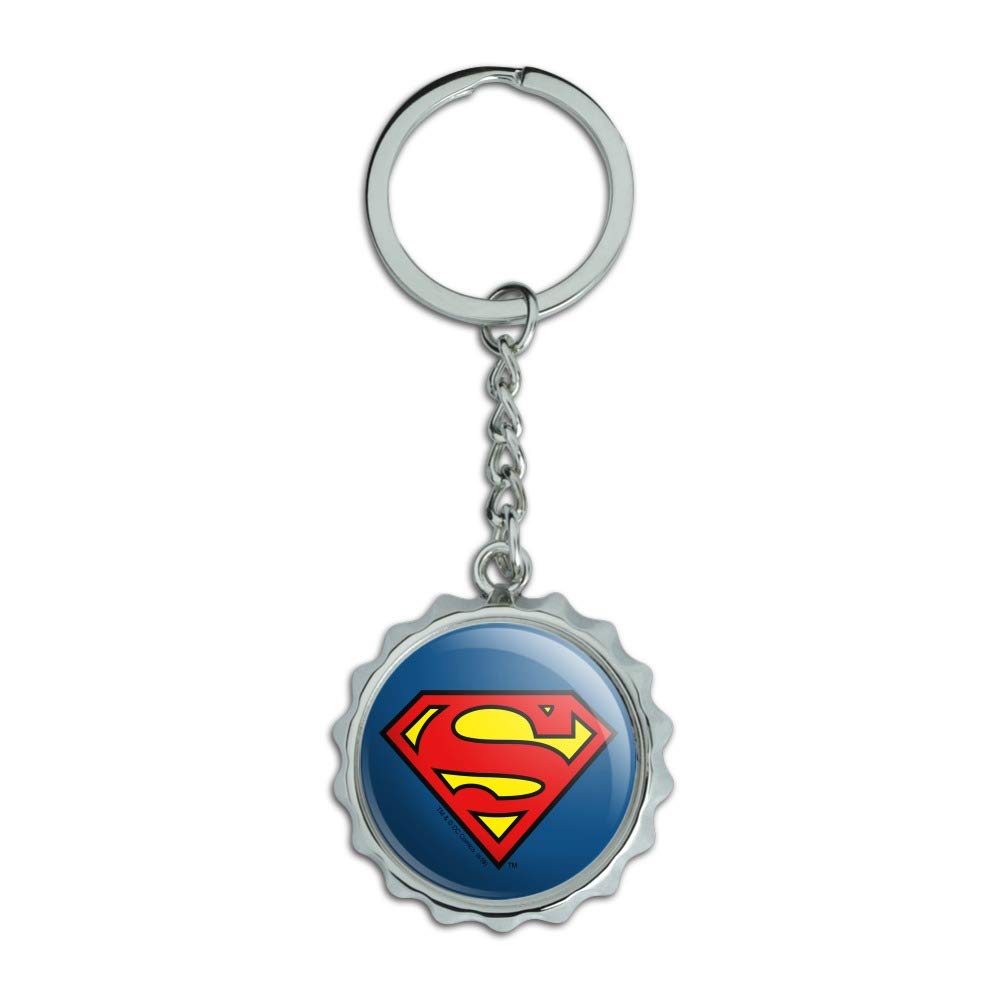 Superman Classic S Shield Logo Keychain Chrome Plated Metal Pop Cap Bottle Opener