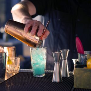 Cocktail Julep Strainer Jigger Set - Stainless Steel Bar Tools for Bartending