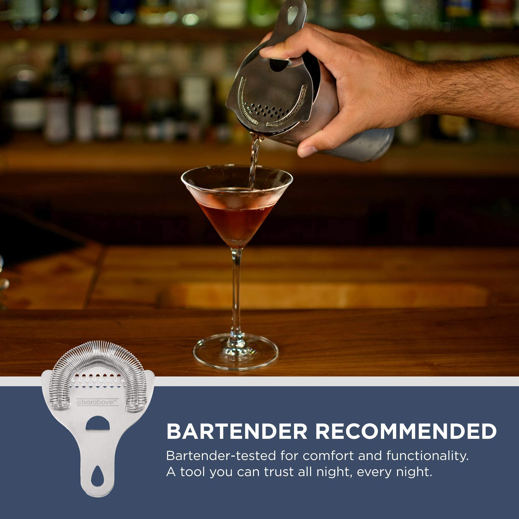 A Bar Above Bundle: 1oz/2oz Stainless Steel Bell Jigger and Stainless Steel Hawthorn Cocktail Strainer