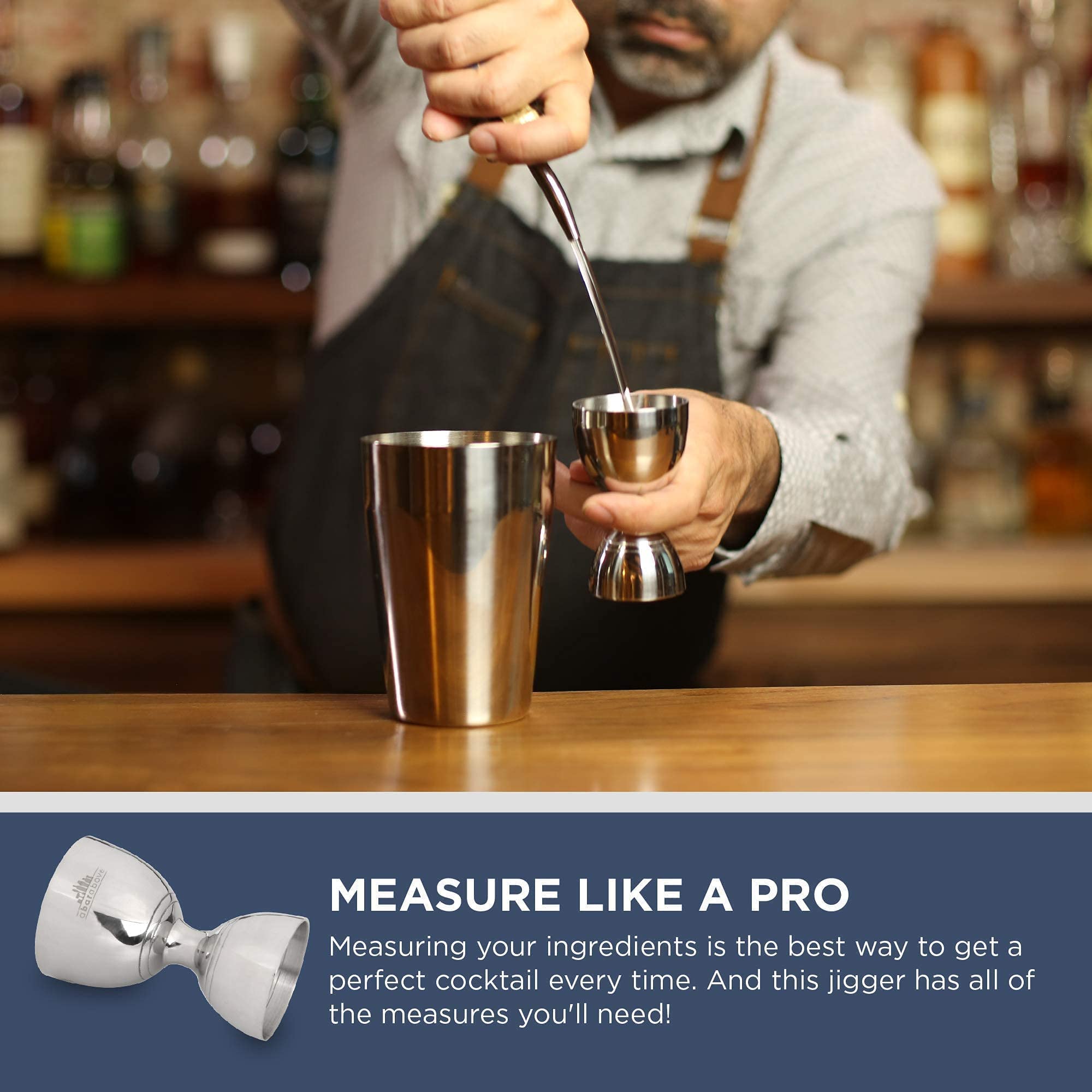 A Bar Above Bundle: 1oz/2oz Stainless Steel Bell Jigger and Stainless Steel Hawthorn Cocktail Strainer