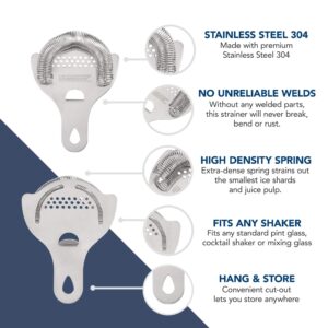 A Bar Above Bundle: 1oz/2oz Stainless Steel Bell Jigger and Stainless Steel Hawthorn Cocktail Strainer
