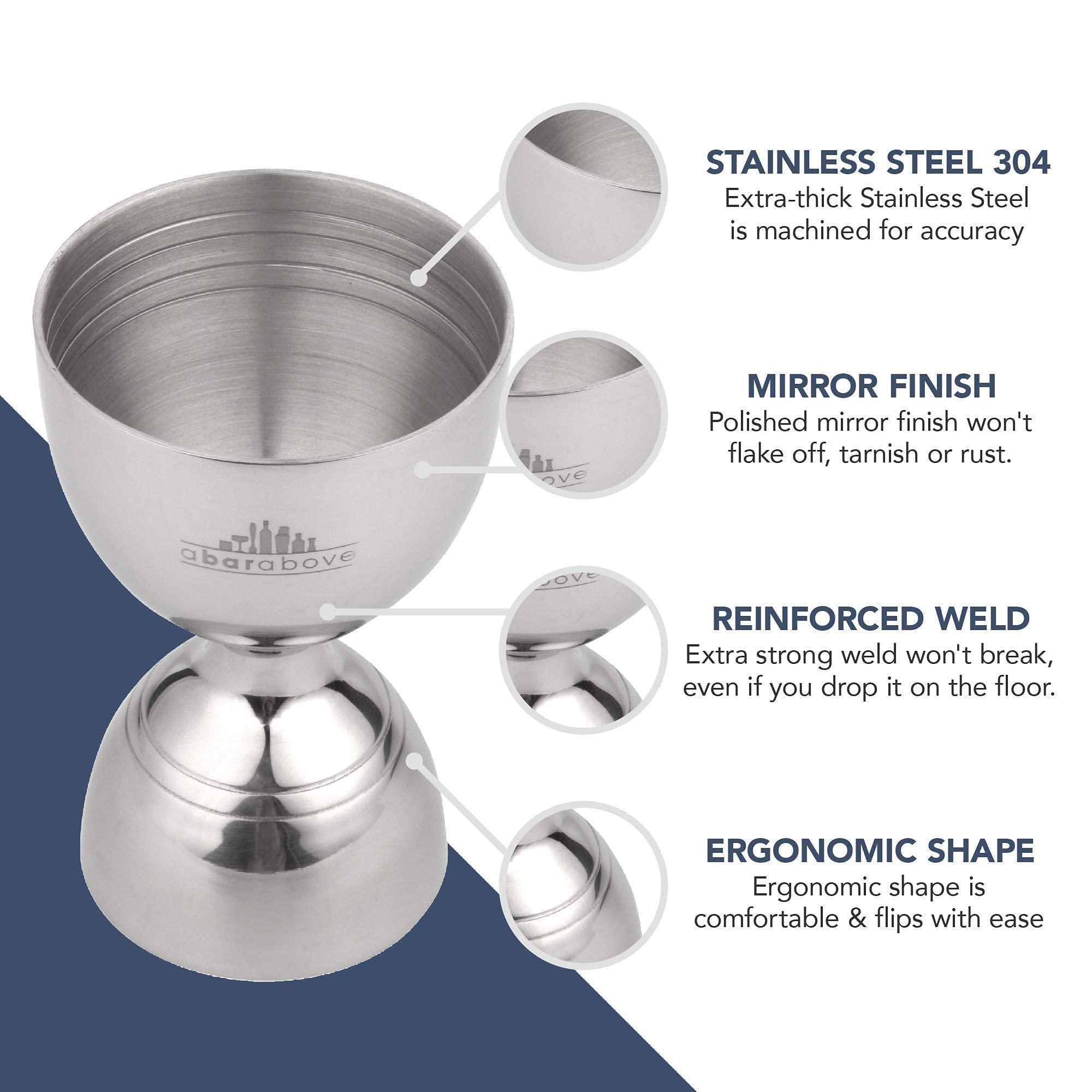 A Bar Above Bundle: 1oz/2oz Stainless Steel Bell Jigger and Stainless Steel Hawthorn Cocktail Strainer