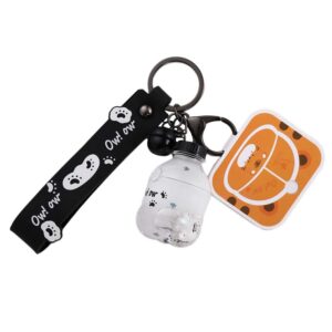 keychain, tiger quicksand keychain, liquid oil soda bottle tiger keyring, fat tiger bag pendant, floating peal keyring(soda bottle,white)