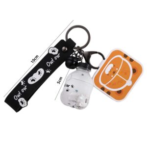 Keychain, Tiger Quicksand Keychain, Liquid Oil Soda Bottle Tiger Keyring, Fat Tiger Bag Pendant, Floating Peal Keyring(Soda Bottle,white)