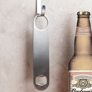 (Set of 2) Flat Bottle Opener, 7-Inch Heavy Duty Stainless Steel Bar Blade, Speed Opener, Beer Bottle Opener by Tezzorio