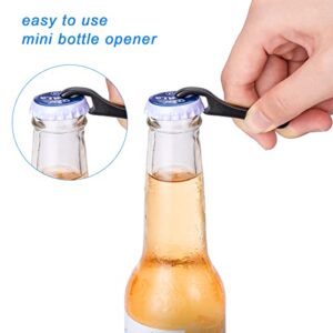 Bottle Opener Keychain,FEGVE Titanium Keychain Bottle Opener with Titanium Key Ring, Mini beer Soda Can Opener Keychain, Easy to Carry(Black-2pcs)