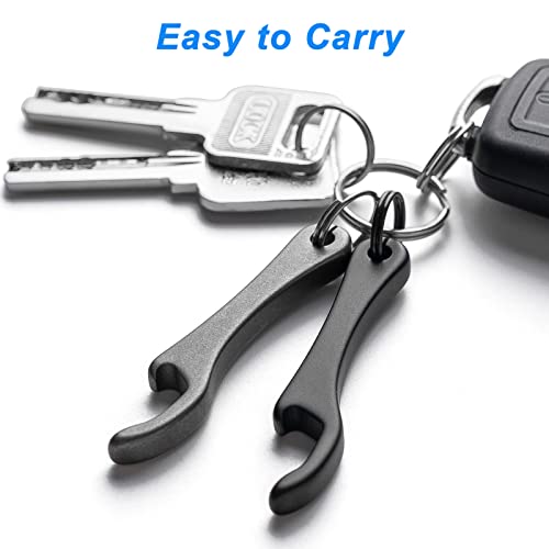 Bottle Opener Keychain,FEGVE Titanium Keychain Bottle Opener with Titanium Key Ring, Mini beer Soda Can Opener Keychain, Easy to Carry(Black-2pcs)