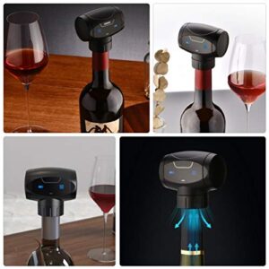 Hemoton Electric Wine Bottle Stopper LCD Display Automatic Vacuum Pump Wine Saver Sealer Champagne Preserver To Keep Fresh For Wine Lover Friends Christmas Housewarming Gift