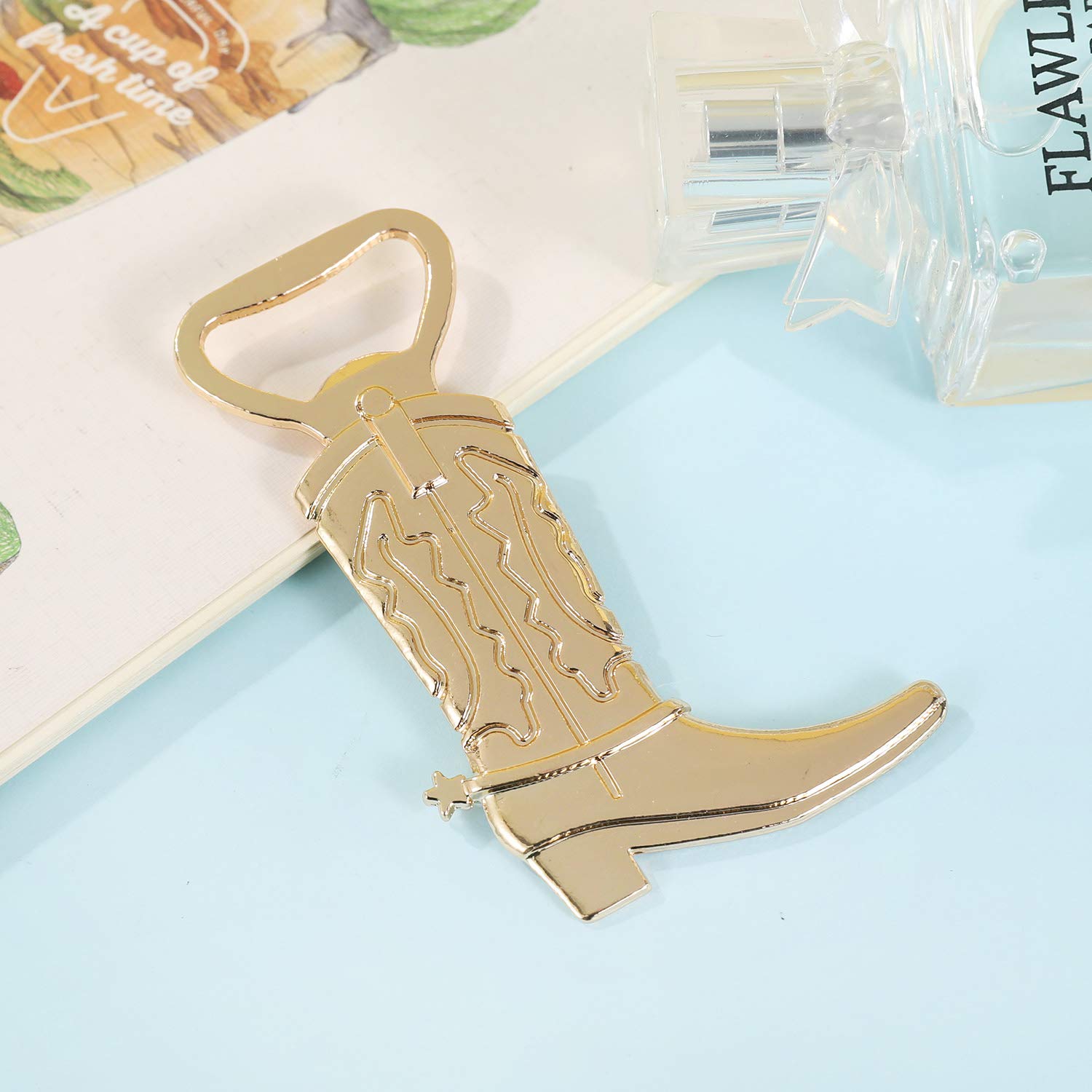 6 Pcs New Cowboy Boot Bottle Opener Favors for Wedding Party Bridal Shower Baby Shower or Birthday Party Decor,Boot Beer Bottle Opener Party Souvenirs and Decoration,Groomsman Gift (Gold, 6)