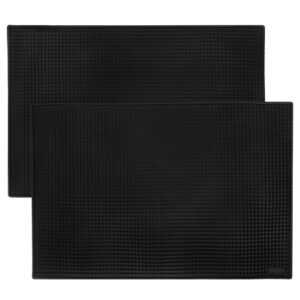 18" x 12" black bar mats, 2-pack - professional bartender's non-slip drink cocktail mixing service mat - accessories for industrial & home kitchen, bartops, coffee bars, food trucks, & restaurants