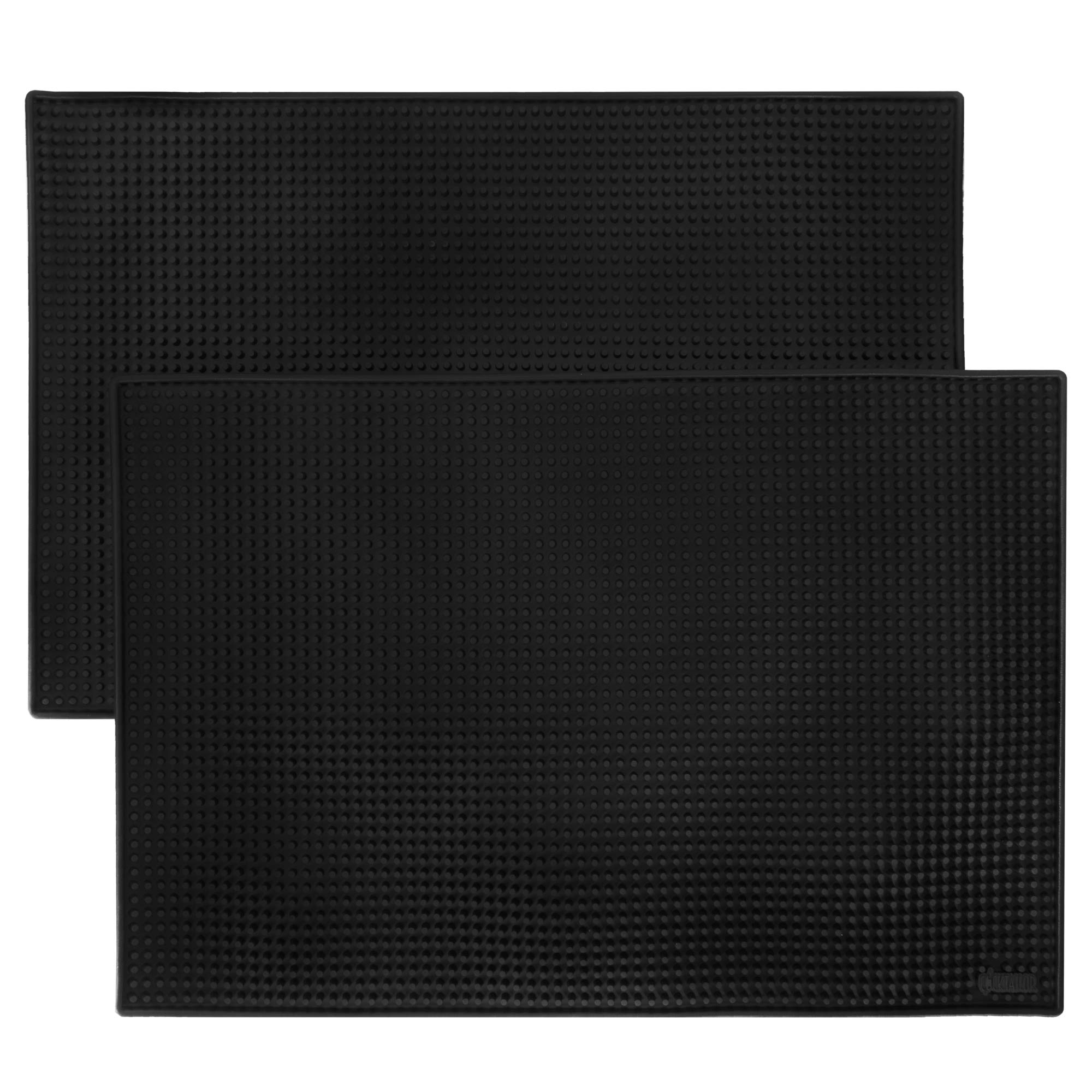 18" x 12" Black Bar Mats, 2-pack - Professional Bartender's Non-Slip Drink Cocktail Mixing Service Mat - Accessories for Industrial & Home Kitchen, Bartops, Coffee Bars, Food Trucks, & Restaurants