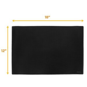 18" x 12" Black Bar Mats, 2-pack - Professional Bartender's Non-Slip Drink Cocktail Mixing Service Mat - Accessories for Industrial & Home Kitchen, Bartops, Coffee Bars, Food Trucks, & Restaurants