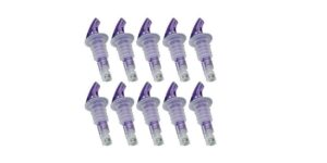 1/4 oz purple (pp-14p) measured liqour pourer - precision pour liquor & wine bottle pour spout - (10 pk) 100% usa made - pour the perfect cocktail with our no leak bottle spouts, size 0.25 oz