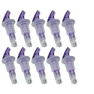 1/4 oz Purple (PP-14P) Measured Liqour Pourer - Precision Pour Liquor & Wine Bottle Pour Spout - (10 Pk) 100% USA Made - Pour The Perfect Cocktail with Our No Leak Bottle Spouts, Size 0.25 oz