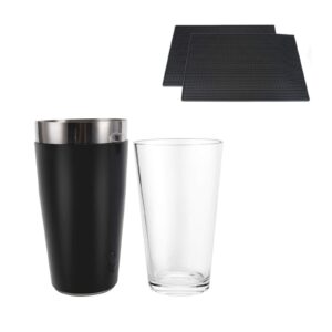 1x boston shaker and 2x cocktail mat