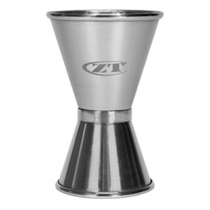zero tolerance mixology jigger (jigzt); double-sided stainless steel jigger with 1 fl. oz. and 2 fl. oz. liquid measurements; accurately, expertly and consistently mix and create cocktails or drinks gray