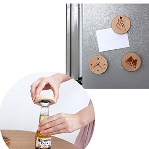 Round Wooden Bottle Openers, Refrigerator Fridge Magnet Beer Opener, with Engraved Patterns, for Home Kitchens, Bars, Parties (2 Pieces ) (Blank)